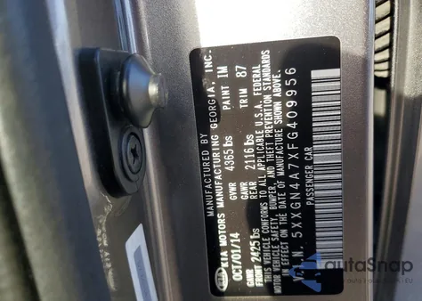 2015 Kia Optima Ex from USA, damaged, VIN 5XXGN4A7XFG409956